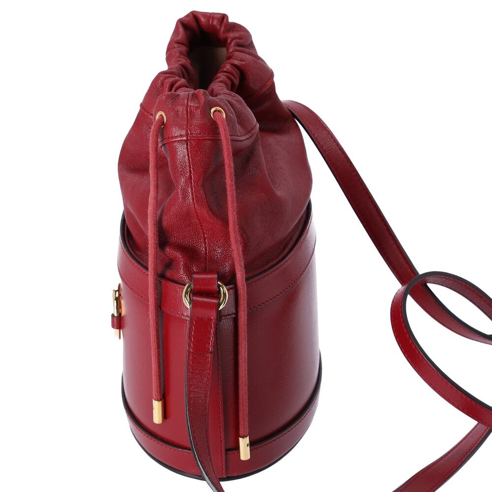 GUCCI Horsebit 1955 Bucket Bag Shoulder Bag 602118 Bordeaux Leather - Picture 2 of 8